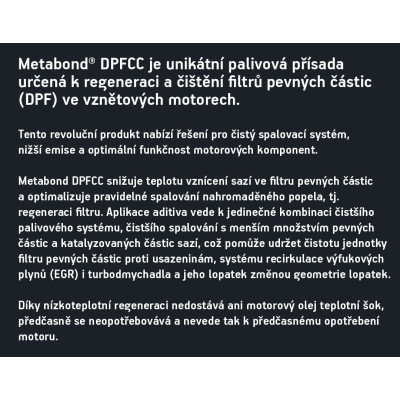 METABOND DPFCC Aditivum do nafty pro regeneraci a čištění filtru pevných částic, 250ml
